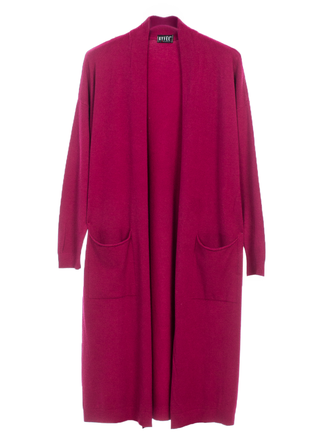 CARDIGAN IN MAGLIA CALATA CON TASCHE, TG UNICA - MAGENTA